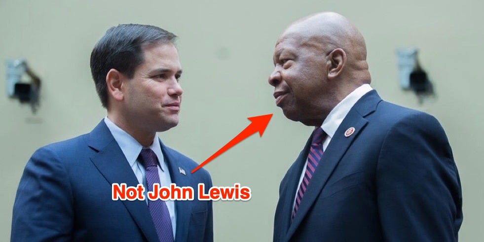 Marco Rubio confundió al representante John Lewis por otro difunto legislador negro