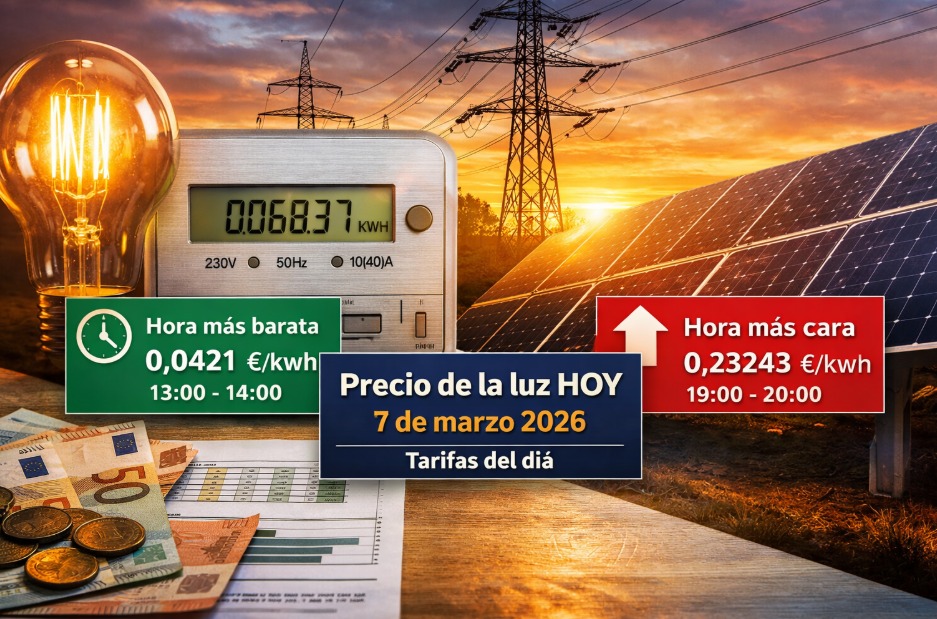 Precio de la luz hoy, 7 de marzo de 2026: tramos horarios y coste medio de la electricidad